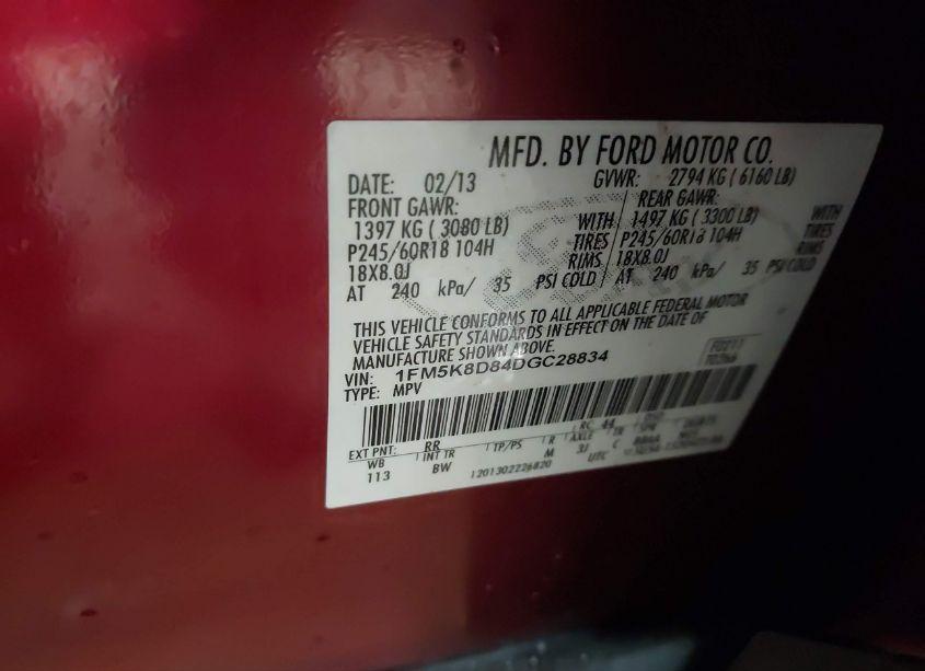 Photo 9 of 2013 Ford Explorer XLT (VIN 1FM5K8D84DGC28834)