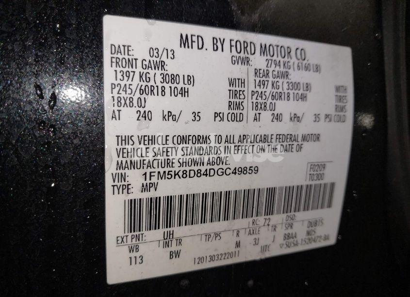 Photo 9 of 2013 Ford Explorer XLT (VIN 1FM5K8D84DGC49859)