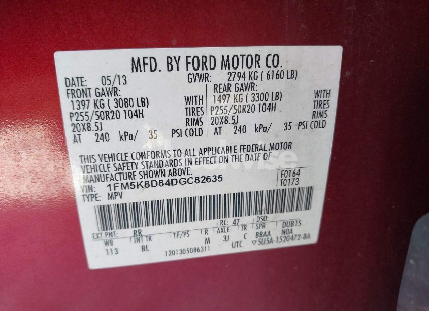 Photo 9 of 2013 Ford Explorer XLT (VIN 1FM5K8D84DGC82635)