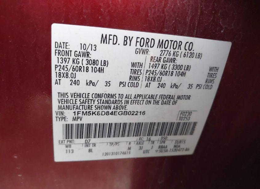 Photo 9 of 2014 Ford Explorer XLT (VIN 1FM5K8D84EGB02216)