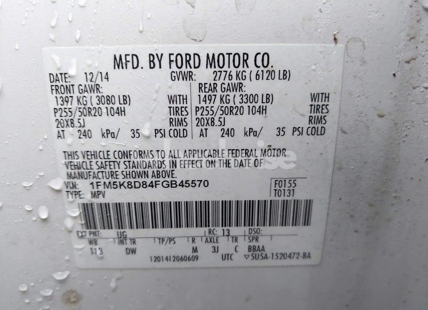 Photo 9 of 2015 Ford Explorer XLT (VIN 1FM5K8D84FGB45570)