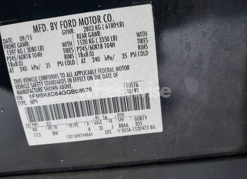 Photo 9 of 2016 Ford Explorer XLT (VIN 1FM5K8D84GGB08679)