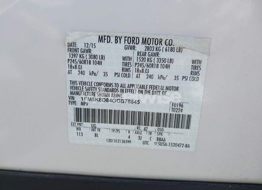 Photo 9 of 2016 Ford Explorer XLT (VIN 1FM5K8D84GGB78845)