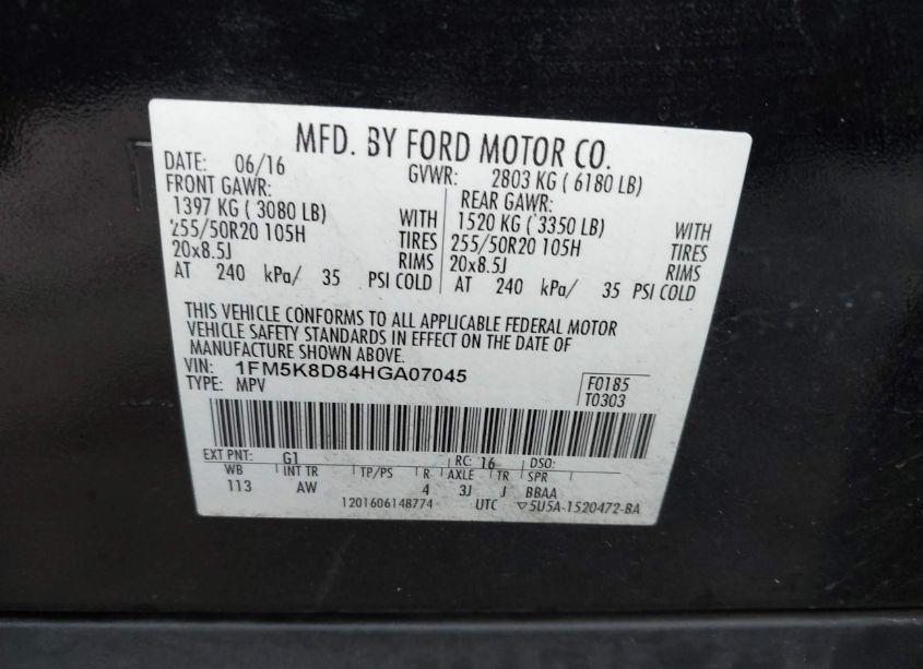 Photo 9 of 2017 Ford Explorer XLT (VIN 1FM5K8D84HGA07045)