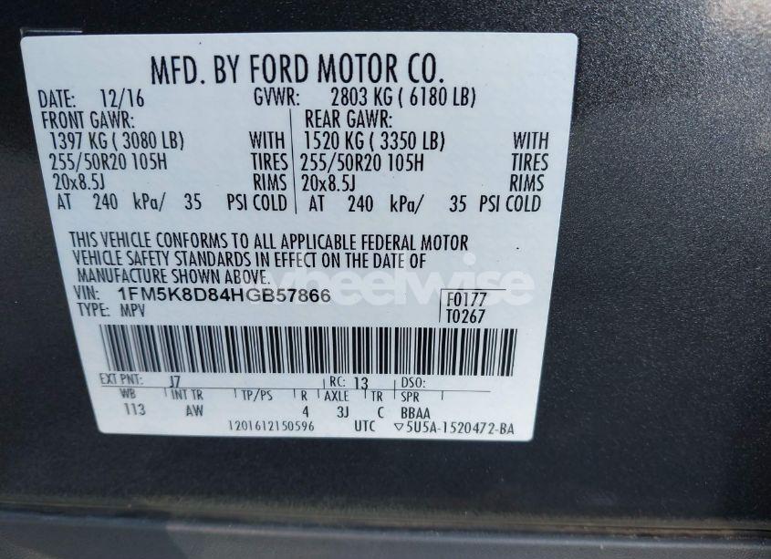 Photo 9 of 2017 Ford Explorer XLT (VIN 1FM5K8D84HGB57866)