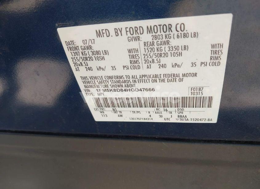 Photo 9 of 2017 Ford Explorer XLT (VIN 1FM5K8D84HGD47666)