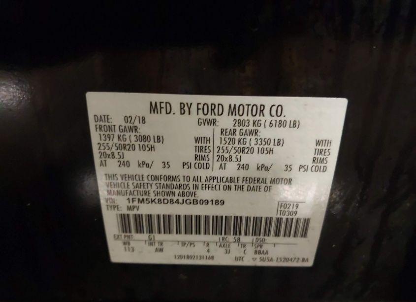 Photo 9 of 2018 Ford Explorer XLT (VIN 1FM5K8D84JGB09189)