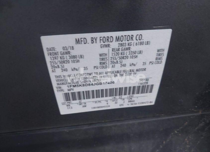 Photo 9 of 2018 Ford Explorer XLT (VIN 1FM5K8D84JGB17406)