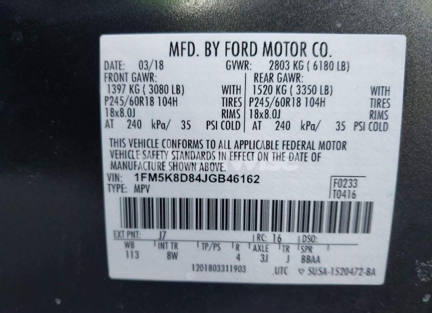 Photo 9 of 2018 Ford Explorer XLT (VIN 1FM5K8D84JGB46162)