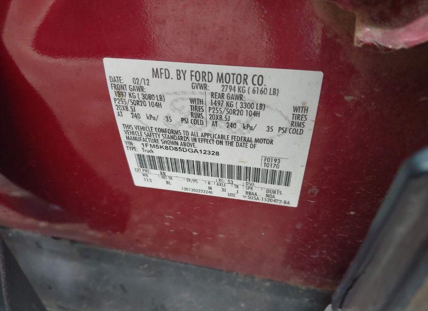 Photo 9 of 2013 Ford Explorer XLT (VIN 1FM5K8D85DGA12328)