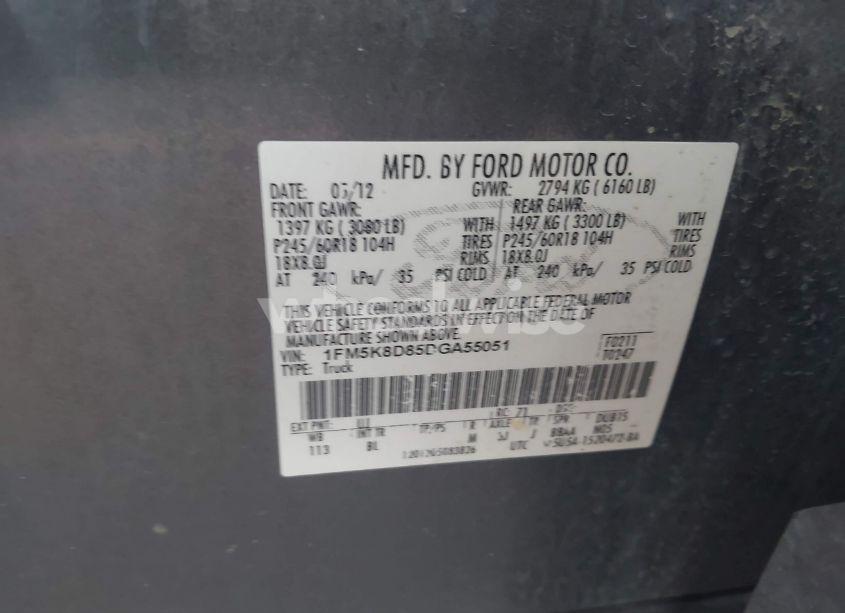 Photo 9 of 2013 Ford Explorer XLT (VIN 1FM5K8D85DGA55051)