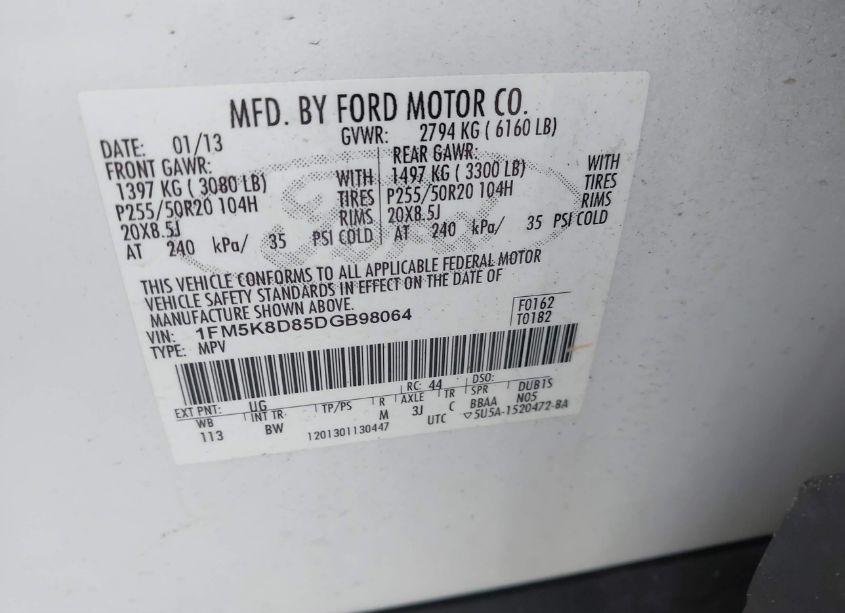 Photo 9 of 2013 Ford Explorer XLT (VIN 1FM5K8D85DGB98064)