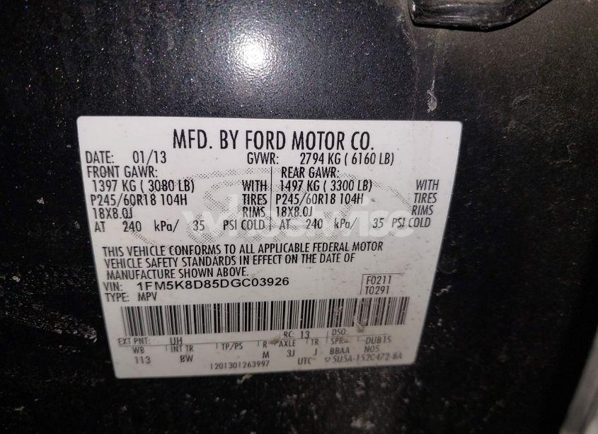 Photo 9 of 2013 Ford Explorer XLT (VIN 1FM5K8D85DGC03926)