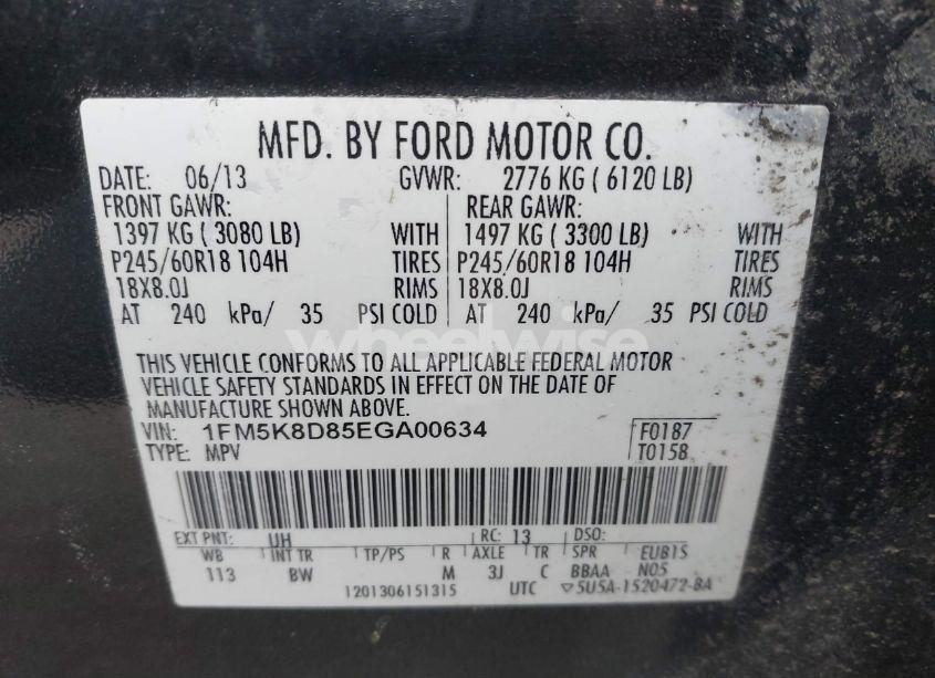 Photo 9 of 2014 Ford Explorer XLT (VIN 1FM5K8D85EGA00634)