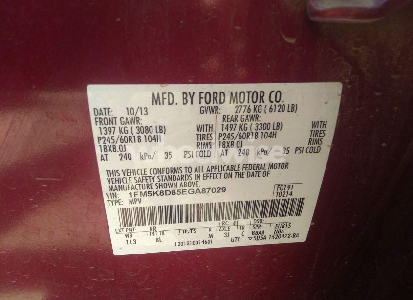 Photo 9 of 2014 Ford Explorer XLT (VIN 1FM5K8D85EGA87029)