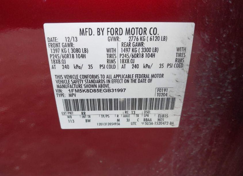 Photo 9 of 2014 Ford Explorer XLT (VIN 1FM5K8D85EGB31997)