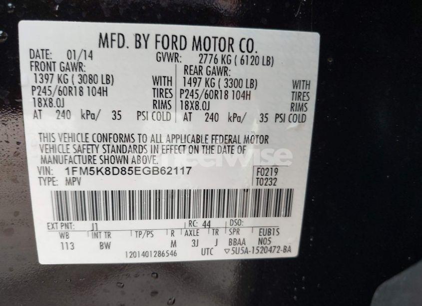 Photo 9 of 2014 Ford Explorer XLT (VIN 1FM5K8D85EGB62117)