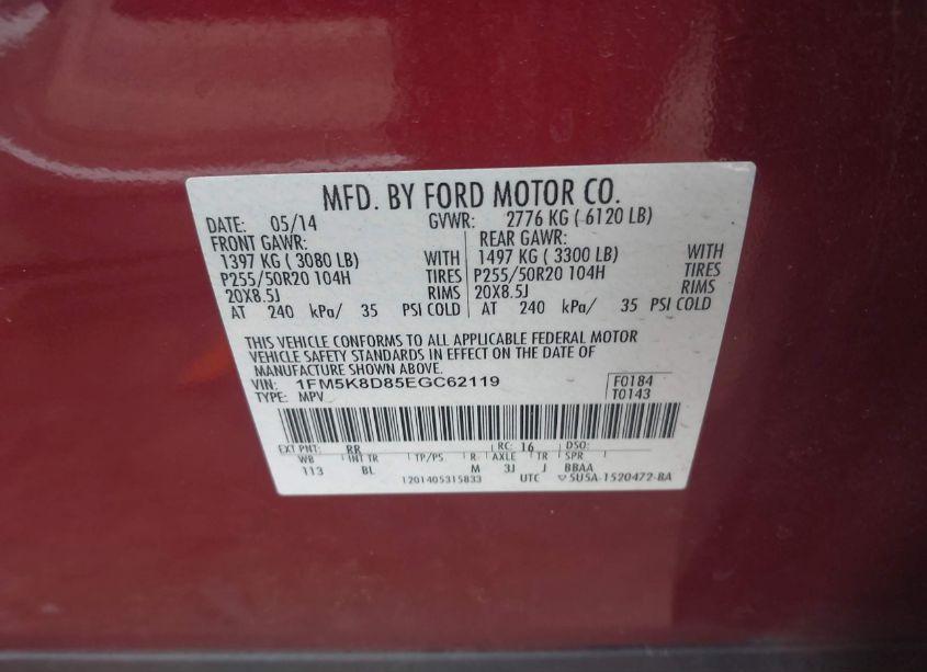 Photo 9 of 2014 Ford Explorer XLT (VIN 1FM5K8D85EGC62119)