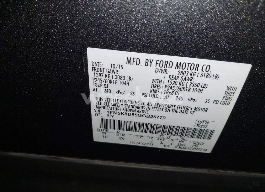 Photo 9 of 2016 Ford Explorer XLT (VIN 1FM5K8D85GGB25779)