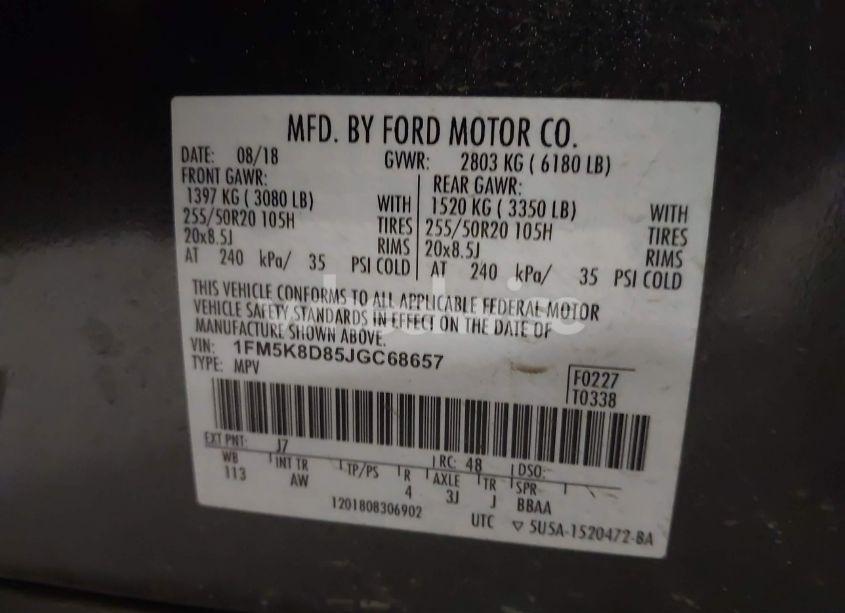 Photo 9 of 2018 Ford Explorer XLT (VIN 1FM5K8D85JGC68657)