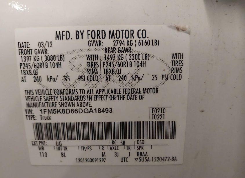 Photo 9 of 2013 Ford Explorer XLT (VIN 1FM5K8D86DGA18493)