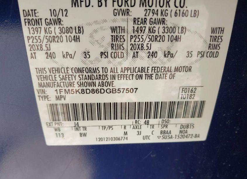 Photo 9 of 2013 Ford Explorer XLT (VIN 1FM5K8D86DGB57507)