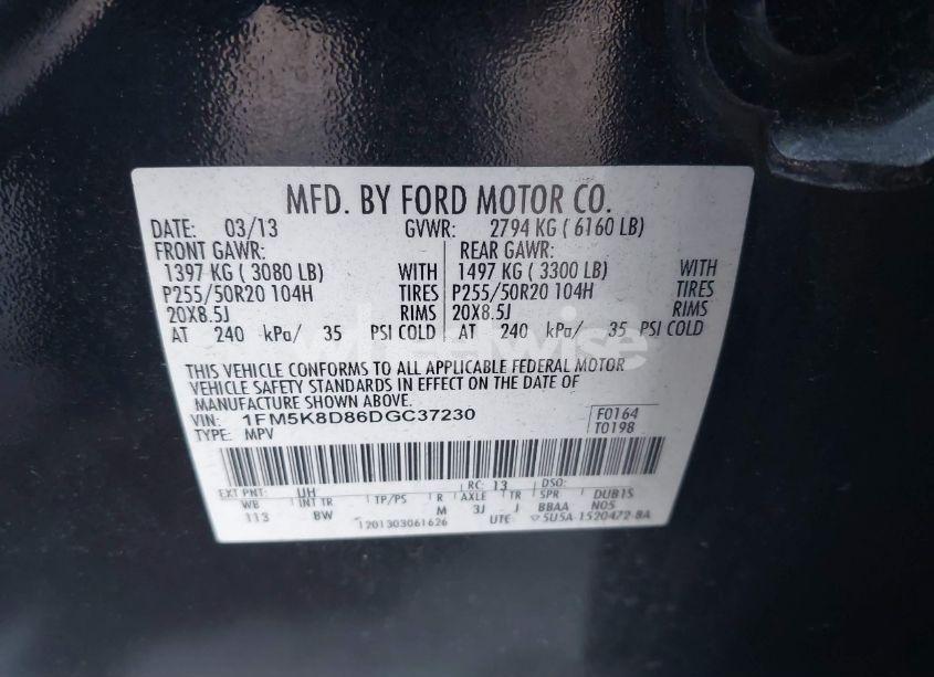 Photo 9 of 2013 Ford Explorer XLT (VIN 1FM5K8D86DGC37230)