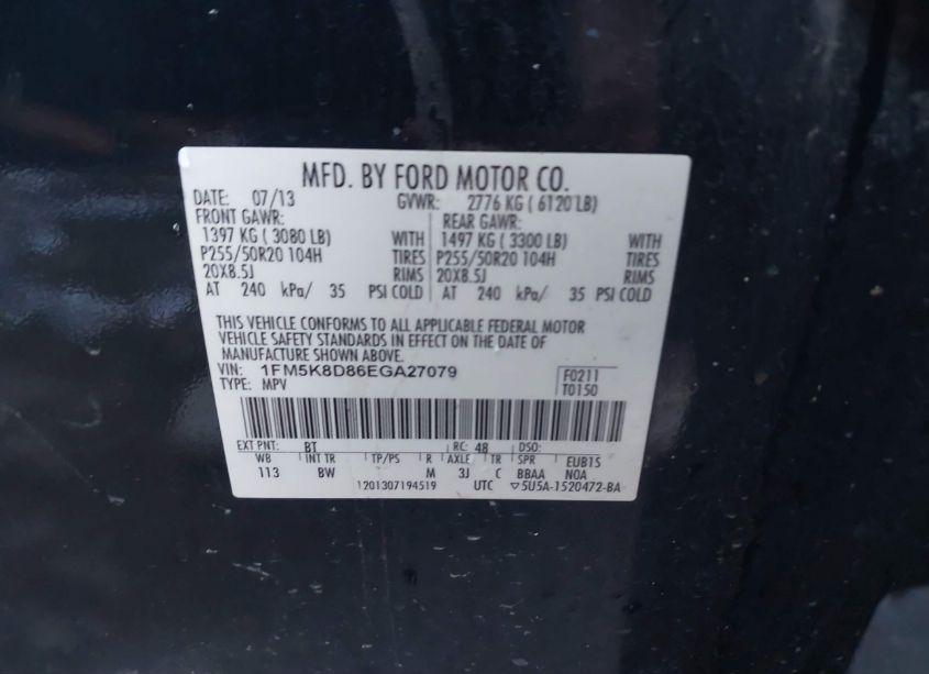 Photo 9 of 2014 Ford Explorer XLT (VIN 1FM5K8D86EGA27079)