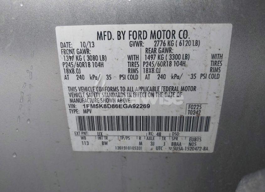 Photo 9 of 2014 Ford Explorer XLT (VIN 1FM5K8D86EGA92269)