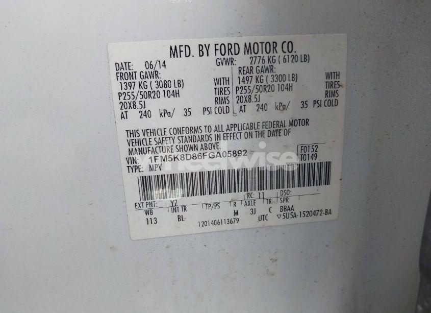 Photo 9 of 2015 Ford Explorer XLT (VIN 1FM5K8D86FGA05892)