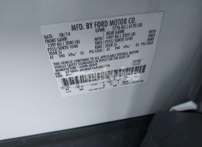 Photo 9 of 2015 Ford Explorer XLT (VIN 1FM5K8D86FGA50279)