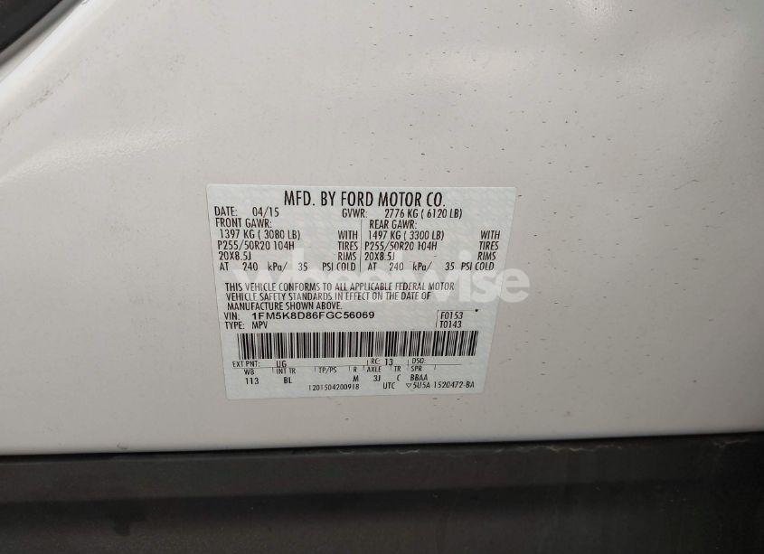 Photo 9 of 2015 Ford Explorer XLT (VIN 1FM5K8D86FGC56069)