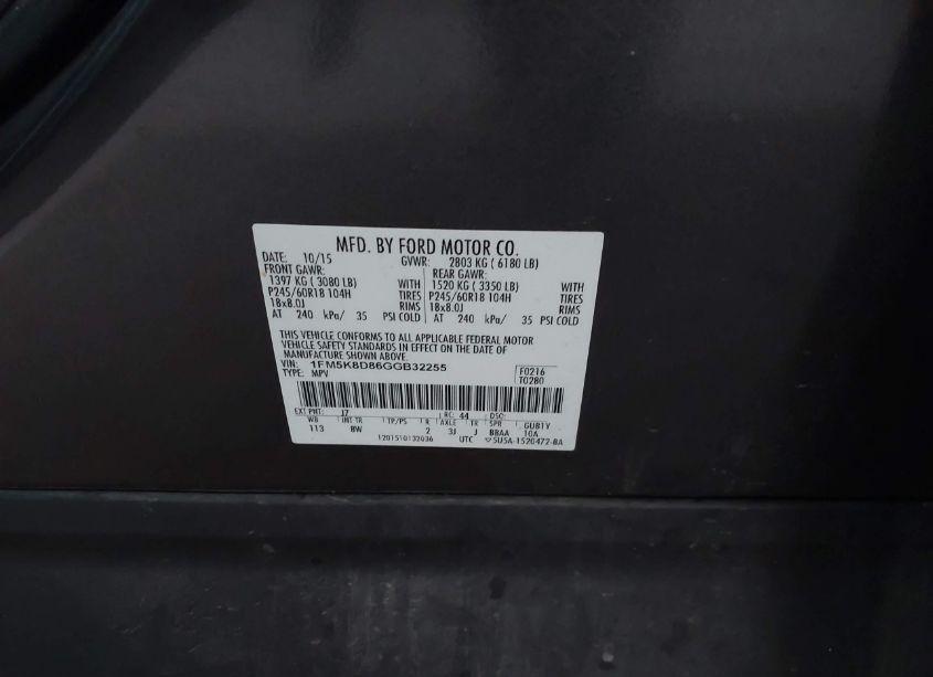 Photo 9 of 2016 Ford Explorer XLT (VIN 1FM5K8D86GGB32255)