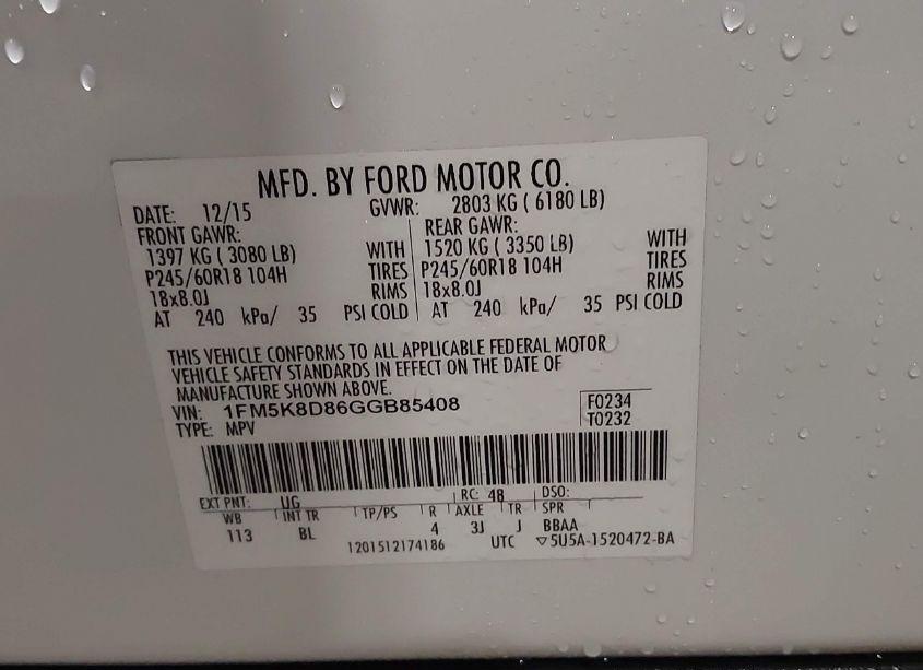 Photo 9 of 2016 Ford Explorer XLT (VIN 1FM5K8D86GGB85408)