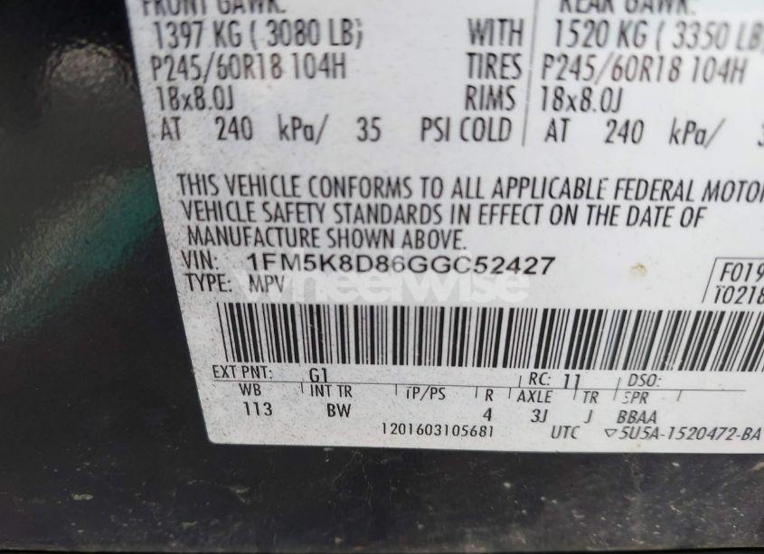 Photo 9 of 2016 Ford Explorer XLT (VIN 1FM5K8D86GGC52427)