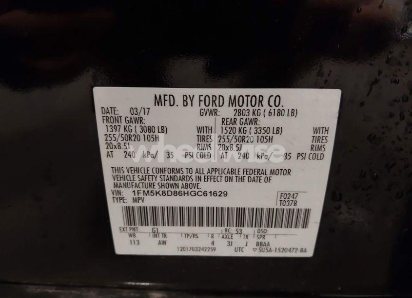 Photo 9 of 2017 Ford Explorer XLT (VIN 1FM5K8D86HGC61629)