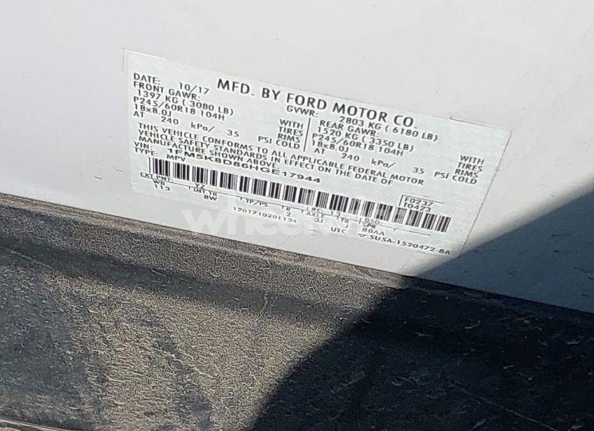 Photo 9 of 2017 Ford Explorer XLT (VIN 1FM5K8D86HGE17944)