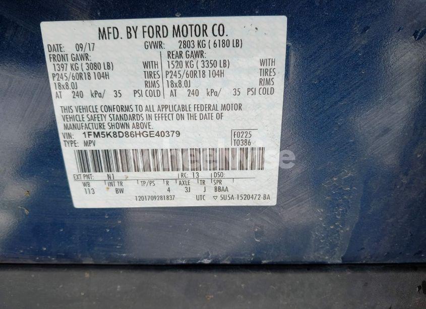 Photo 9 of 2017 Ford Explorer XLT (VIN 1FM5K8D86HGE40379)