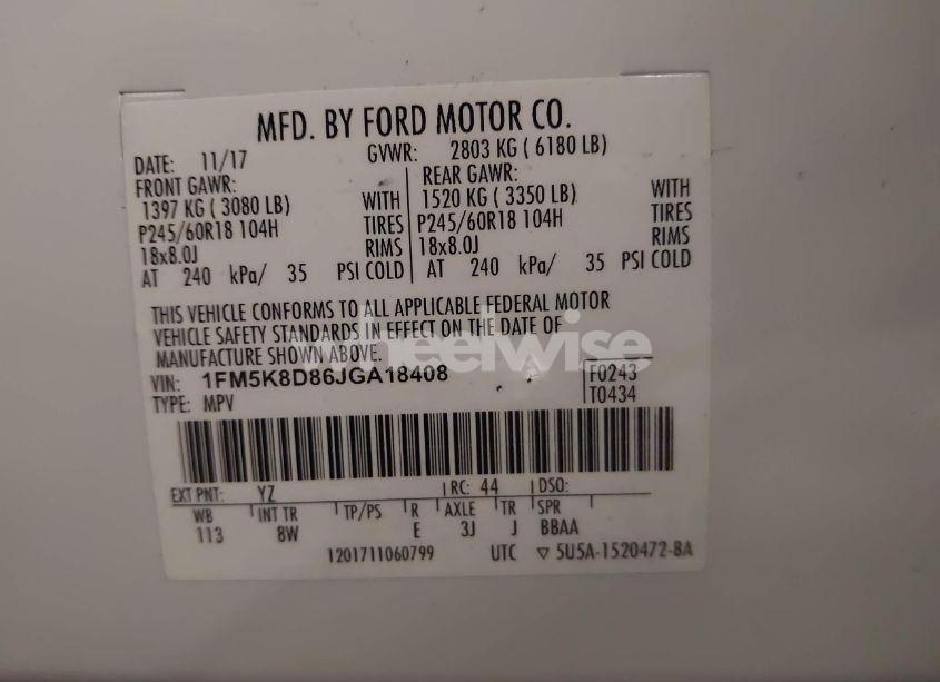 Photo 9 of 2018 Ford Explorer XLT (VIN 1FM5K8D86JGA18408)