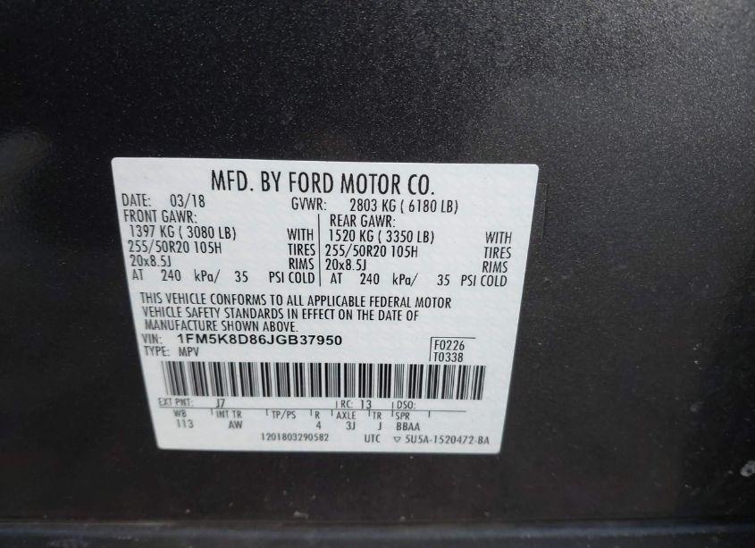 Photo 9 of 2018 Ford Explorer XLT (VIN 1FM5K8D86JGB37950)