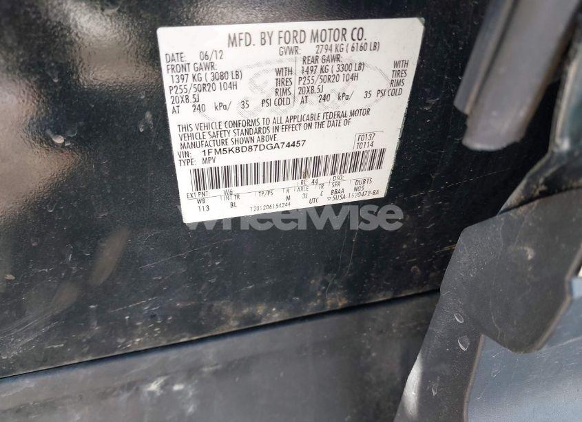 Photo 9 of 2013 Ford Explorer XLT (VIN 1FM5K8D87DGA74457)