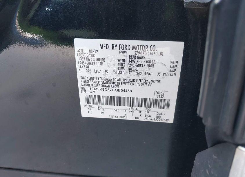 Photo 9 of 2013 Ford Explorer XLT (VIN 1FM5K8D87DGB04458)