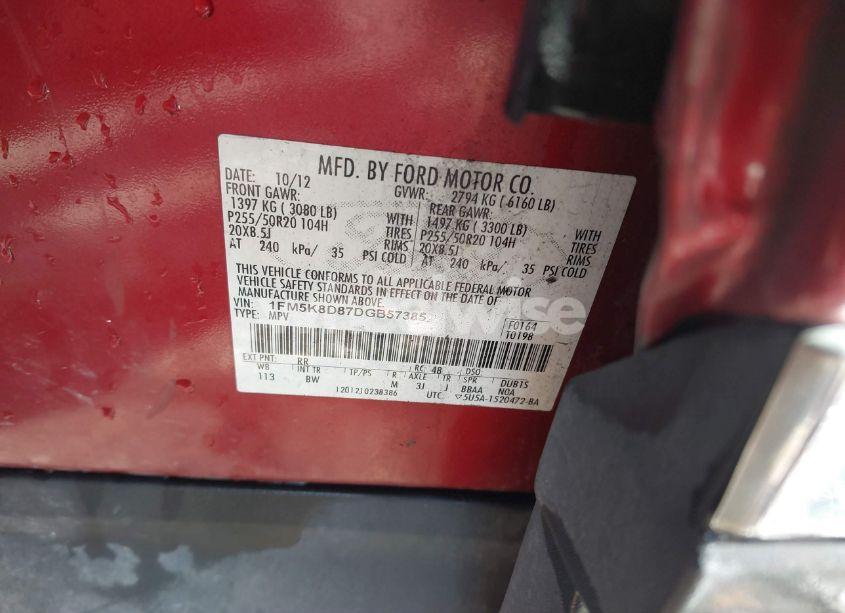 Photo 9 of 2013 Ford Explorer XLT (VIN 1FM5K8D87DGB57385)