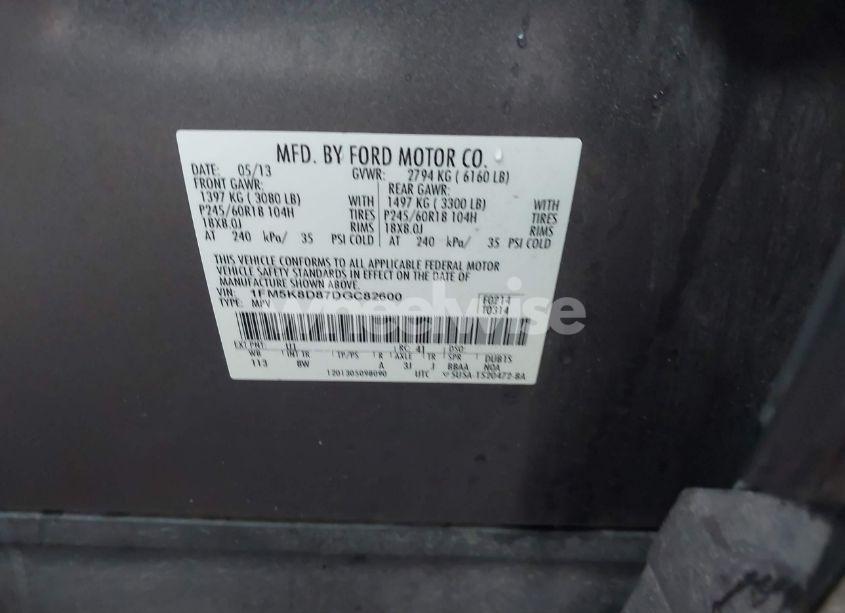 Photo 9 of 2013 Ford Explorer XLT (VIN 1FM5K8D87DGC82600)