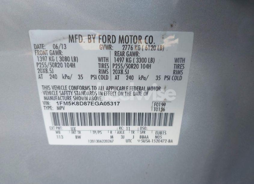 Photo 9 of 2014 Ford Explorer XLT (VIN 1FM5K8D87EGA05317)