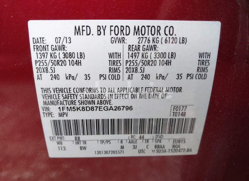 Photo 9 of 2014 Ford Explorer XLT (VIN 1FM5K8D87EGA26796)