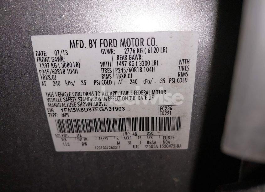 Photo 9 of 2014 Ford Explorer XLT (VIN 1FM5K8D87EGA31903)