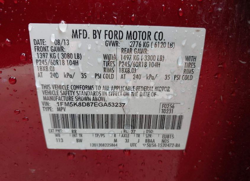 Photo 9 of 2014 Ford Explorer XLT (VIN 1FM5K8D87EGA53237)