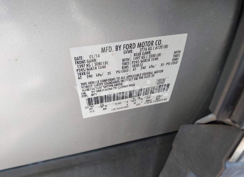 Photo 9 of 2014 Ford Explorer XLT (VIN 1FM5K8D87EGB48302)