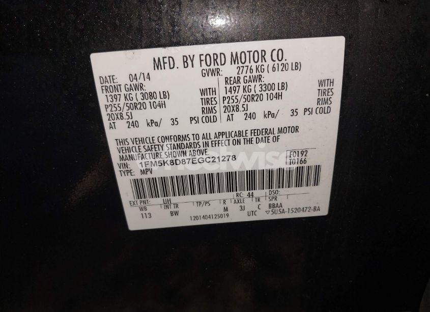 Photo 9 of 2014 Ford Explorer XLT (VIN 1FM5K8D87EGC21278)